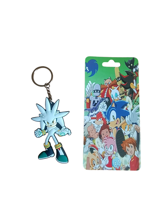 Llavero de goma 2D - Silver the hedgehog