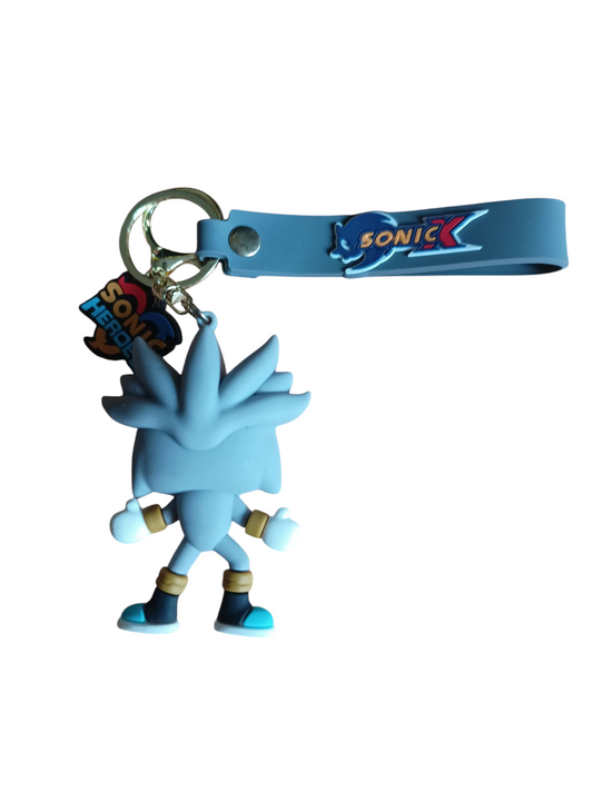 Llavero de goma 3D - Silver the hedgehog