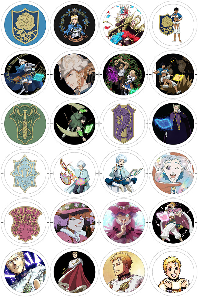 Black Clover - 24 Pines de 56 mm (varias colecciones)