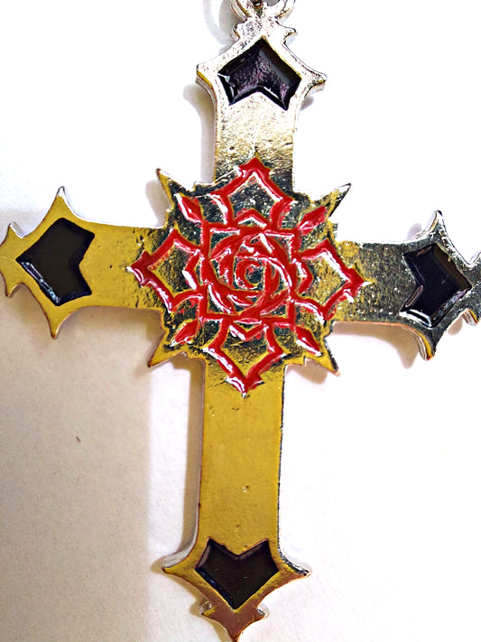 Cruz con rosa Yuki Cross (colgante o llavero)