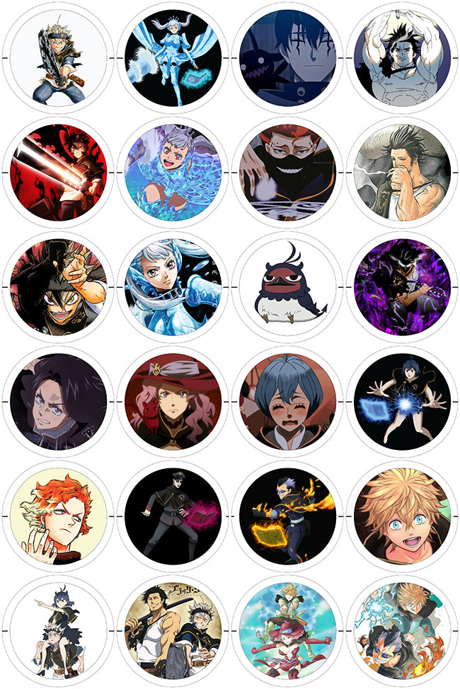 Black Clover - 24 Pines de 56 mm (varias colecciones)