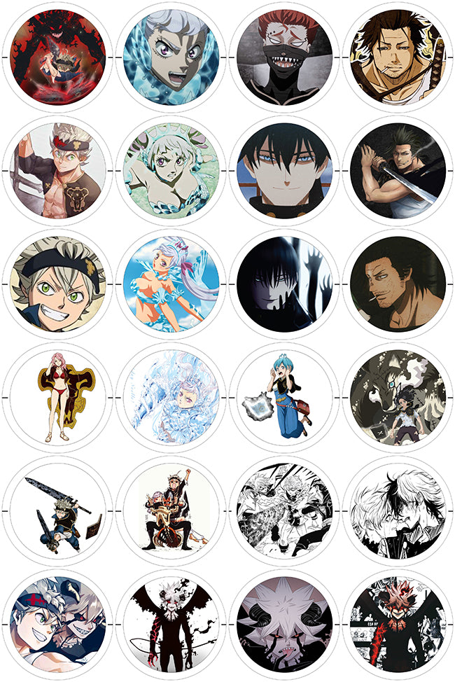 Black Clover - 24 Pines de 56 mm (varias colecciones)