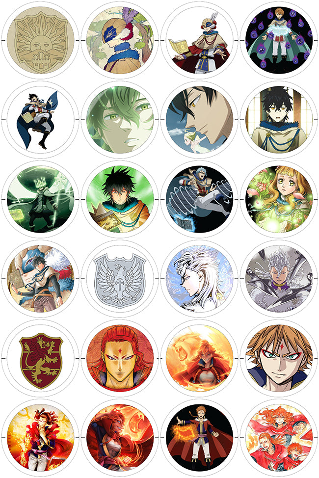 Black Clover - 24 Pines de 56 mm (varias colecciones)