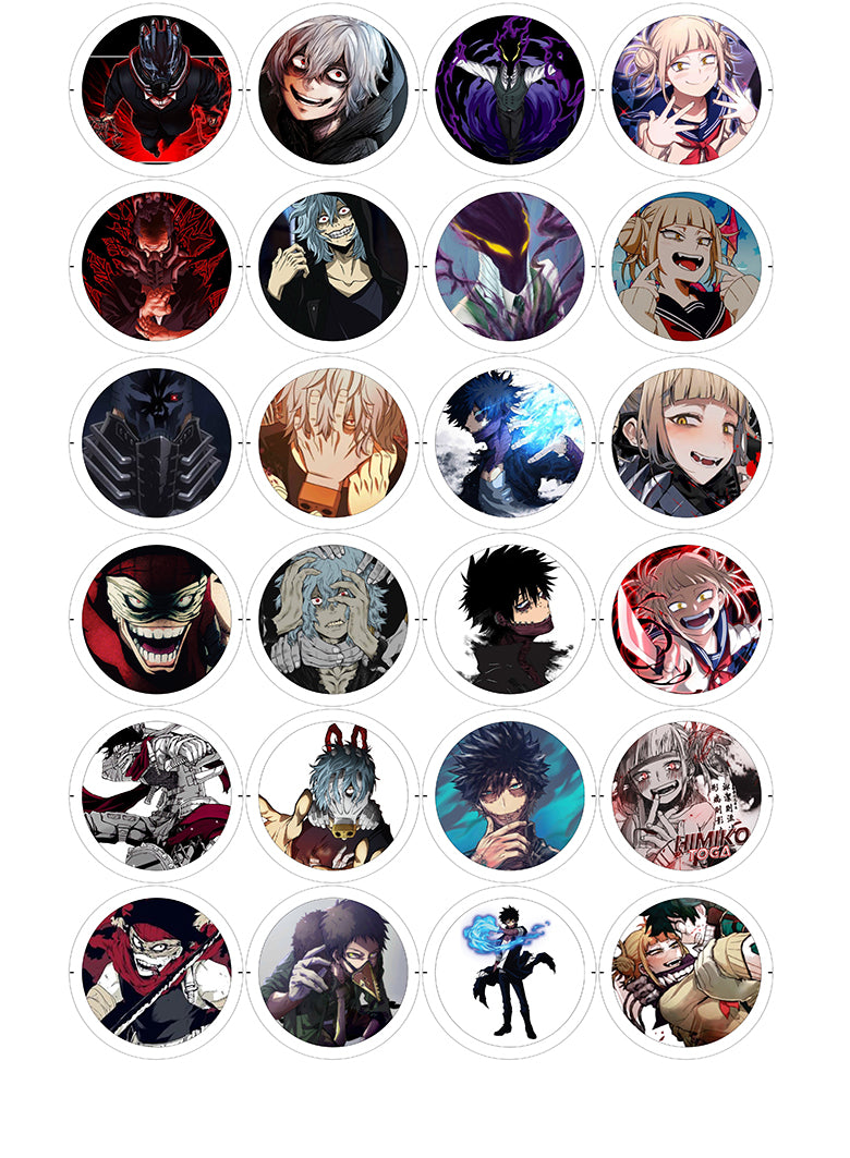 Boku no Hero Academia - 24 Pines de 56 mm (varias colecciones)