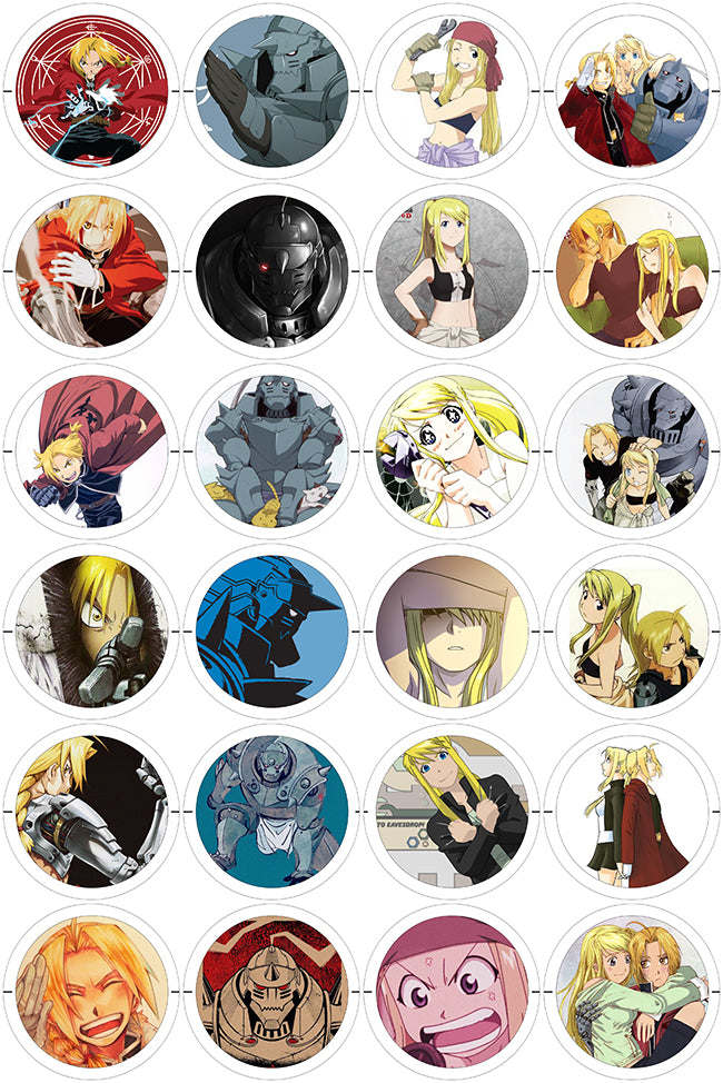 Fullmetal Alchemist - 24 Pines de 56 mm (varias colecciones)