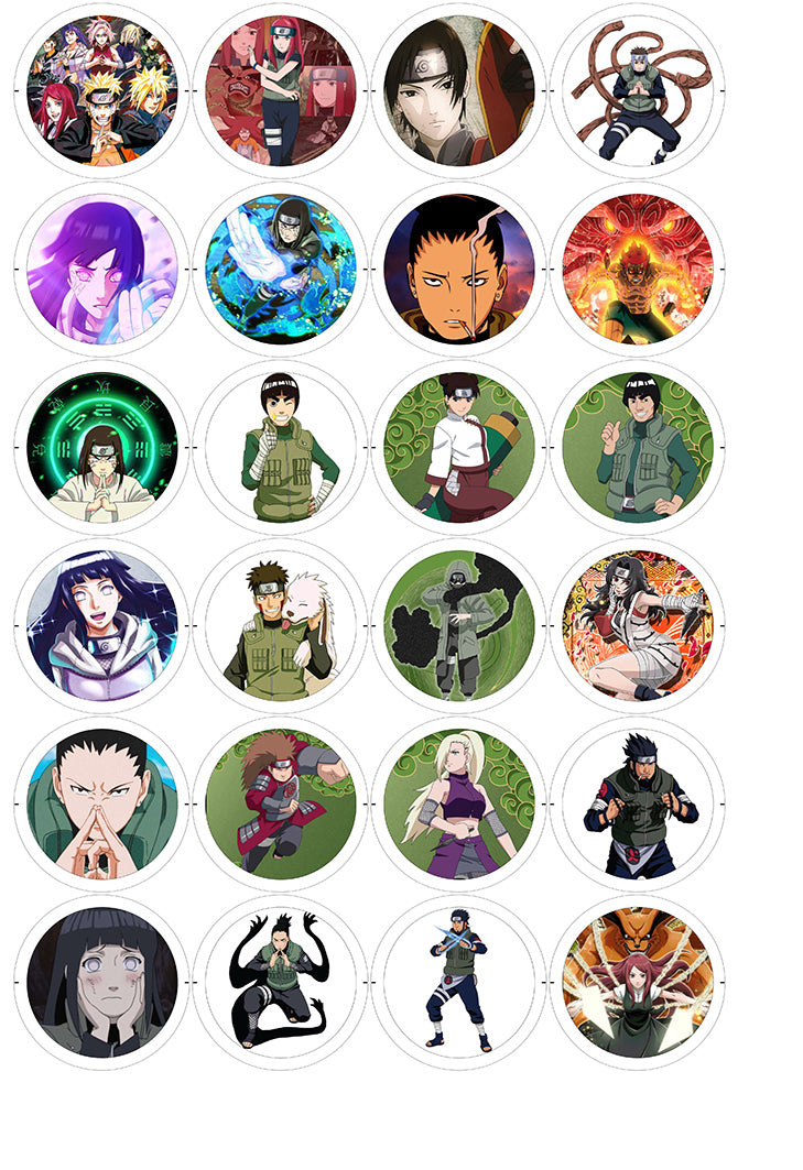 Naruto - 24 Pines de 56 mm (varias colecciones)