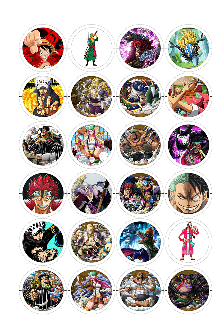 One Piece - 24 Pines de 56 mm (varias colecciones)