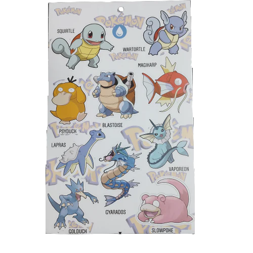 Pokemon - Tipo Agua - stickers de PVC