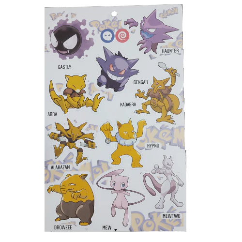 Pokemon - Tipo Fantasma & Psíquico - stickers de PVC